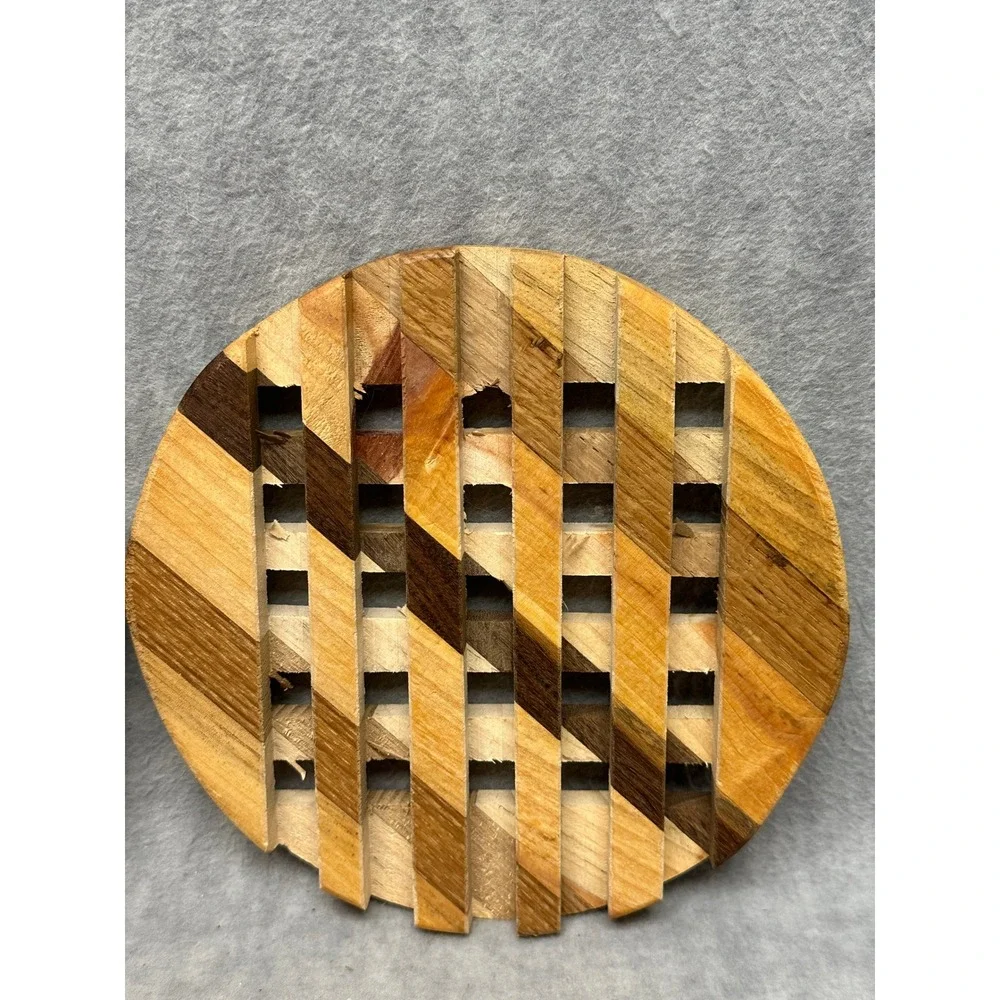 Vintage Wood Trivet Set of 2 Handcrafted by Fred DeCario 7